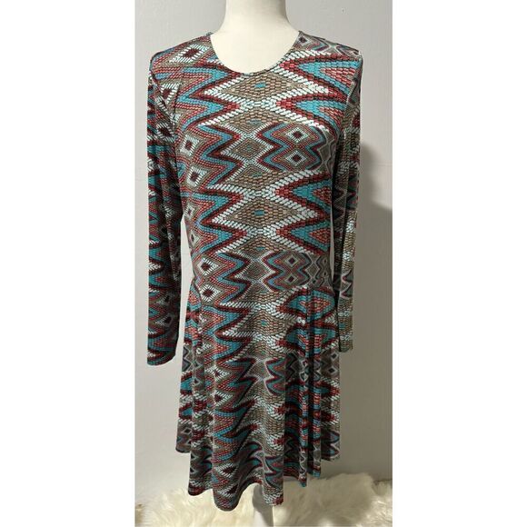 Misa Los Angelas snakeskin mosaic print long sleeve mini dress XL - Picture 7 of 7